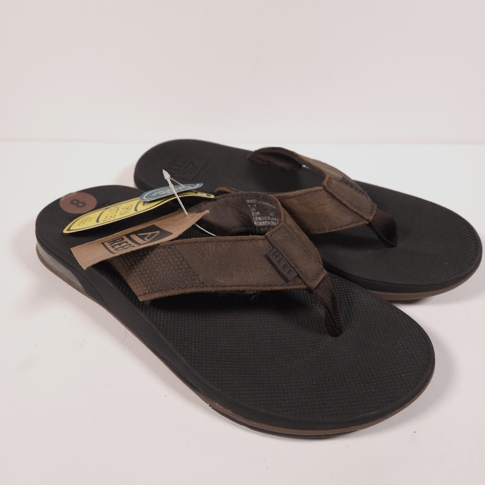 Reef Mens Bottle Opener Leather Sandals Size 8 Color Brown New With Tags!